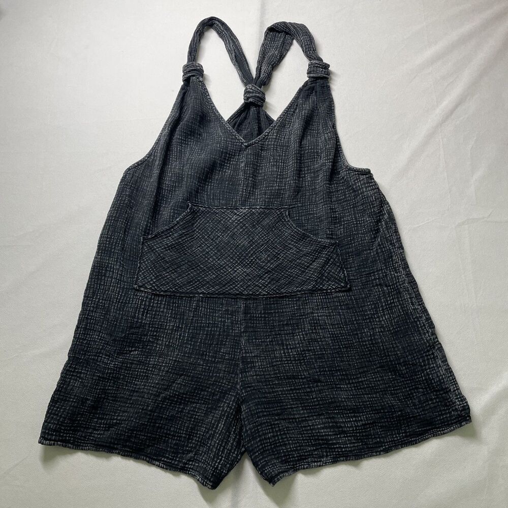 Carole Christian Halter Romper Textured Charcoal Black Made in USA Size M